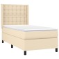 vidaXL Κρεβάτι Boxspring με Στρώμα & LED Κρεμ 80x200 εκ. Υφασμάτινο