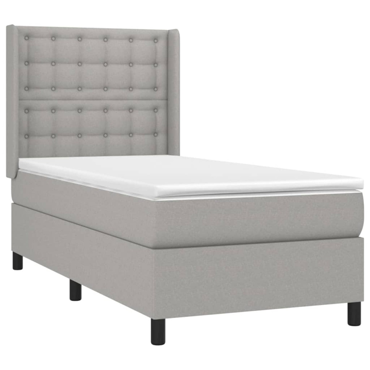 vidaXL Κρεβάτι Boxspring με Στρώμα & LED Αν.Γκρι 90x190 εκ. Υφασμάτινο