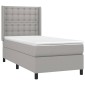 vidaXL Κρεβάτι Boxspring με Στρώμα & LED Αν.Γκρι 90x190 εκ. Υφασμάτινο