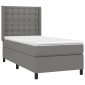 vidaXL Κρεβάτι Boxspring με Στρώμα & LED Σκ.Γκρι 100x200 εκ Υφασμάτινο