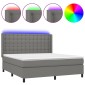vidaXL Κρεβάτι Boxspring με Στρώμα & LED Σκ.Γκρι 160x200 εκ Υφασμάτινο