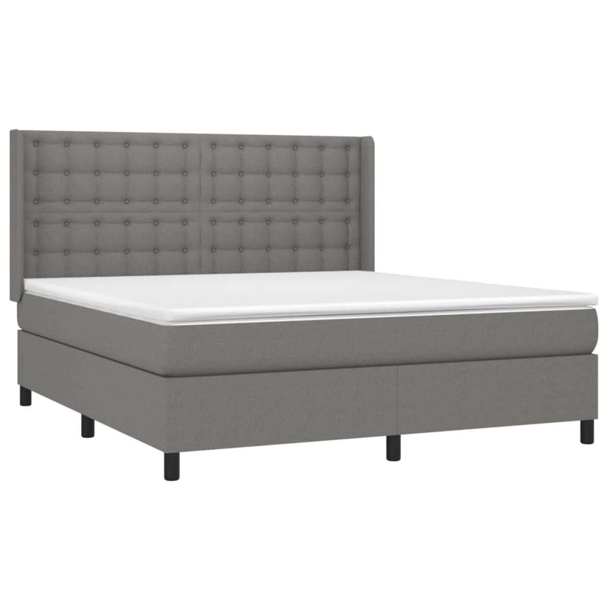 vidaXL Κρεβάτι Boxspring με Στρώμα & LED Σκ.Γκρι 160x200 εκ Υφασμάτινο