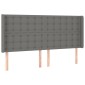 vidaXL Κρεβάτι Boxspring με Στρώμα & LED Σκ.Γκρι 160x200 εκ Υφασμάτινο