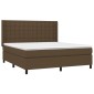 vidaXL Κρεβάτι Boxspring με Στρώμα & LED Σκ.Καφέ 160x200εκ. Υφασμάτινο