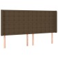 vidaXL Κρεβάτι Boxspring με Στρώμα & LED Σκ.Καφέ 160x200εκ. Υφασμάτινο