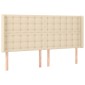vidaXL Κρεβάτι Boxspring με Στρώμα & LED Κρεμ 180x200 εκ. Υφασμάτινο
