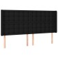 vidaXL Κρεβάτι Boxspring με Στρώμα & LED Μαύρο 200x200 εκ. Υφασμάτινο