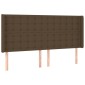 vidaXL Κρεβάτι Boxspring με Στρώμα & LED Σκ.Καφέ 200x200εκ. Υφασμάτινο