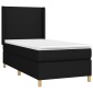 vidaXL Κρεβάτι Boxspring με Στρώμα & LED Μαύρο 90x190 εκ. Υφασμάτινο