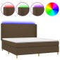 vidaXL Κρεβάτι Boxspring με Στρώμα & LED Σκ.Καφέ 180x200εκ. Υφασμάτινο