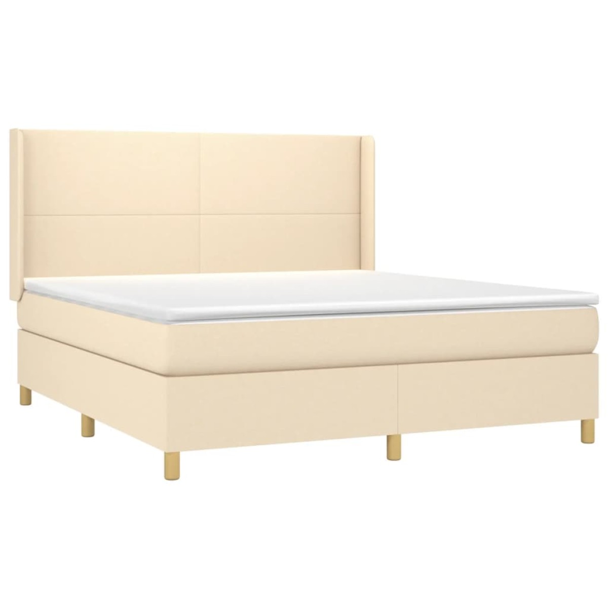 vidaXL Κρεβάτι Boxspring με Στρώμα & LED Κρεμ 180x200 εκ. Υφασμάτινο