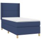 vidaXL Κρεβάτι Boxspring με Στρώμα & LED Μπλε 90x190 εκ. Υφασμάτινο
