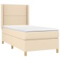 vidaXL Κρεβάτι Boxspring με Στρώμα & LED Κρεμ 100x200 εκ. Υφασμάτινο