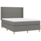 vidaXL Κρεβάτι Boxspring με Στρώμα & LED Σκ.Γκρι 140x190εκ. Υφασμάτινο