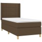 vidaXL Κρεβάτι Boxspring με Στρώμα & LED Σκ.Καφέ 90x190 εκ. Υφασμάτινο