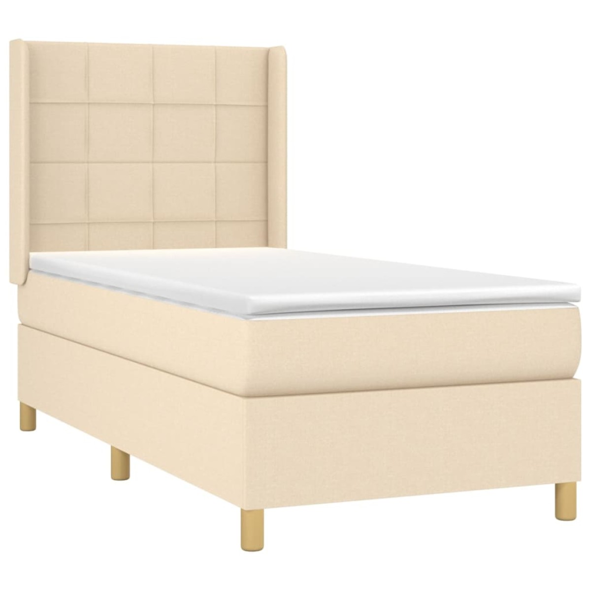 vidaXL Κρεβάτι Boxspring με Στρώμα & LED Κρεμ 90x200 εκ. Υφασμάτινο