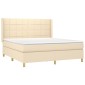 vidaXL Κρεβάτι Boxspring με Στρώμα & LED Κρεμ 180x200 εκ. Υφασμάτινο