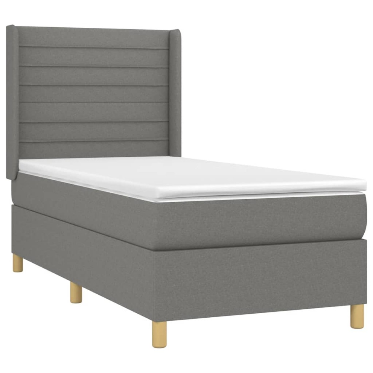 vidaXL Κρεβάτι Boxspring με Στρώμα & LED Σκ.Γκρι 80x200 εκ. Υφασμάτινο