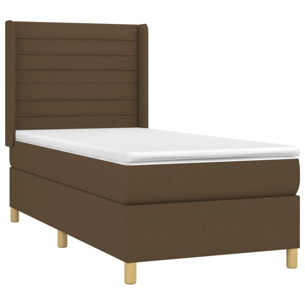 vidaXL Κρεβάτι Boxspring με Στρώμα & LED Σκ.Καφέ 90x190 εκ. Υφασμάτινο