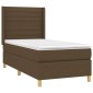 vidaXL Κρεβάτι Boxspring με Στρώμα & LED Σκ.Καφέ 90x190 εκ. Υφασμάτινο