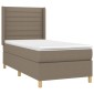 vidaXL Κρεβάτι Boxspring με Στρώμα & LED Taupe 90x190 εκ. Υφασμάτινο