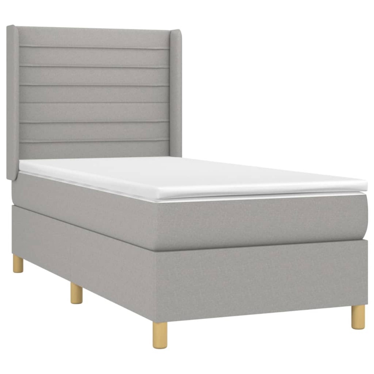 vidaXL Κρεβάτι Boxspring με Στρώμα & LED Αν.Γκρι 90x200 εκ. Υφασμάτινο