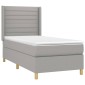vidaXL Κρεβάτι Boxspring με Στρώμα & LED Αν.Γκρι 90x200 εκ. Υφασμάτινο