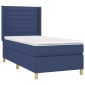 vidaXL Κρεβάτι Boxspring με Στρώμα & LED Μπλε 90x200 εκ. Υφασμάτινο