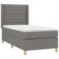 vidaXL Κρεβάτι Boxspring με Στρώμα & LED Σκ.Γκρι 100x200 εκ Υφασμάτινο