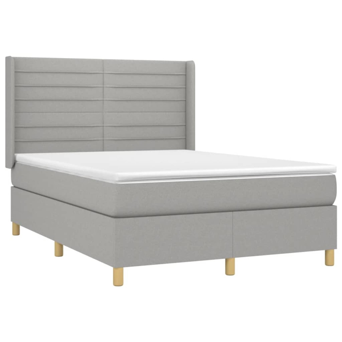 vidaXL Κρεβάτι Boxspring με Στρώμα & LED Αν.Γκρι 140x190εκ. Υφασμάτινο