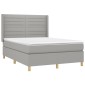vidaXL Κρεβάτι Boxspring με Στρώμα & LED Αν.Γκρι 140x190εκ. Υφασμάτινο