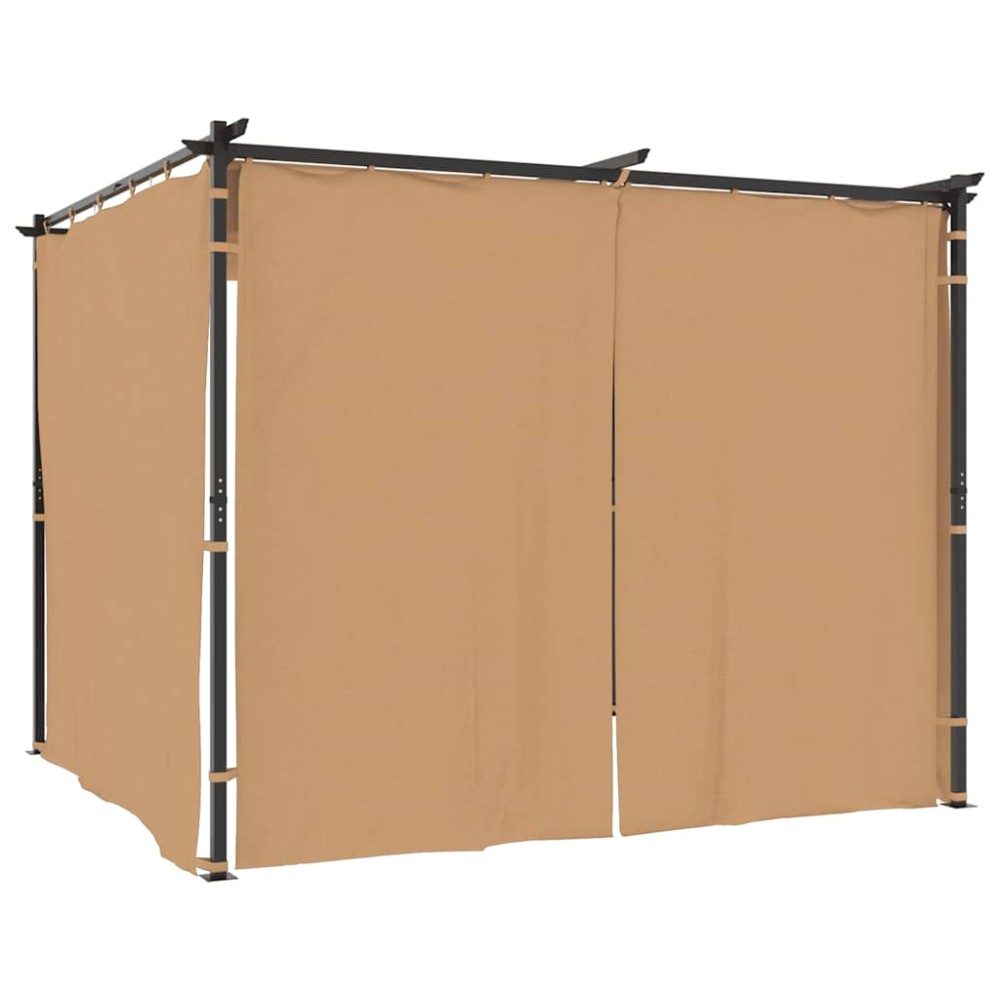 vidaXL Κιόσκι με Κουρτίνες Taupe 3 x 3 μ. Ατσάλινο