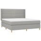 vidaXL Κρεβάτι Boxspring με Στρώμα & LED Αν.Γκρι 180x200εκ. Υφασμάτινο