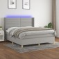 vidaXL Κρεβάτι Boxspring με Στρώμα & LED Αν.Γκρι 180x200εκ. Υφασμάτινο