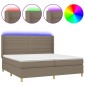 vidaXL Κρεβάτι Boxspring με Στρώμα & LED Taupe 200x200 εκ. Υφασμάτινο