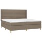 vidaXL Κρεβάτι Boxspring με Στρώμα & LED Taupe 200x200 εκ. Υφασμάτινο
