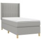 vidaXL Κρεβάτι Boxspring με Στρώμα & LED Αν.Γκρι 80x200 εκ. Υφασμάτινο