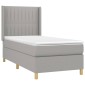 vidaXL Κρεβάτι Boxspring με Στρώμα & LED Αν.Γκρι 90x200 εκ. Υφασμάτινο