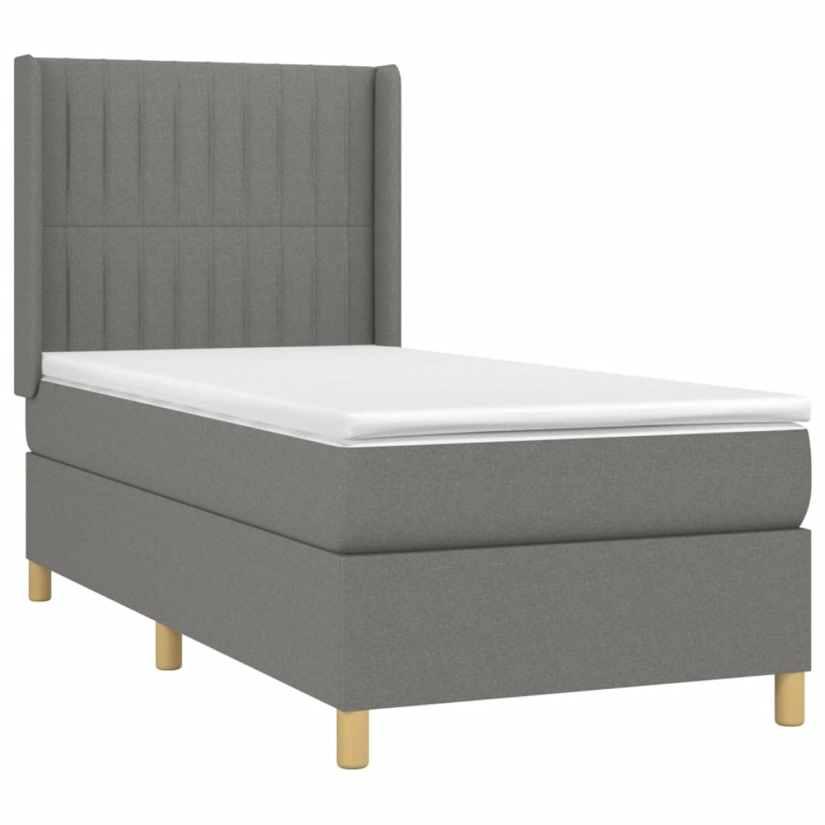 vidaXL Κρεβάτι Boxspring με Στρώμα & LED Σκ.Γκρι 90x200 εκ. Υφασμάτινο