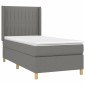 vidaXL Κρεβάτι Boxspring με Στρώμα & LED Σκ.Γκρι 90x200 εκ. Υφασμάτινο