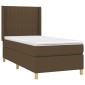 vidaXL Κρεβάτι Boxspring με Στρώμα & LED Σκ.Καφέ 90x200 εκ. Υφασμάτινο