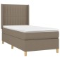vidaXL Κρεβάτι Boxspring με Στρώμα & LED Taupe 100x200 εκ. Υφασμάτινο