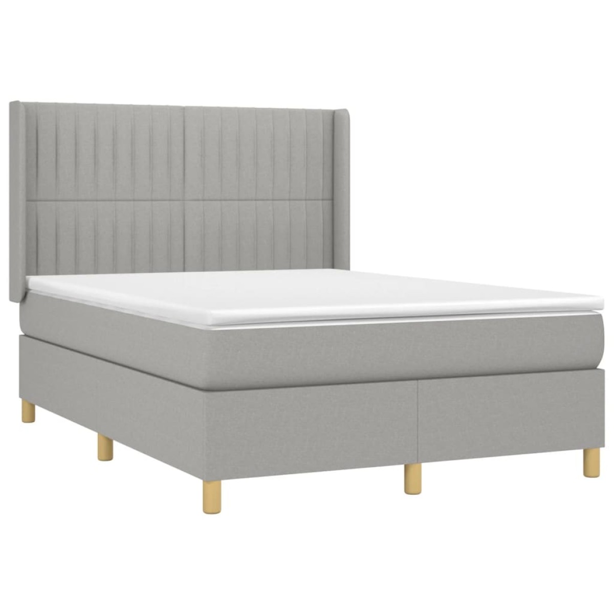 vidaXL Κρεβάτι Boxspring με Στρώμα & LED Αν.Γκρι 140x190εκ. Υφασμάτινο