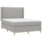 vidaXL Κρεβάτι Boxspring με Στρώμα & LED Αν.Γκρι 140x190εκ. Υφασμάτινο