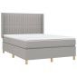 vidaXL Κρεβάτι Boxspring με Στρώμα & LED Αν.Γκρι 140x200εκ. Υφασμάτινο