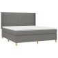 vidaXL Κρεβάτι Boxspring με Στρώμα & LED Σκ.Γκρι 160x200 εκ Υφασμάτινο