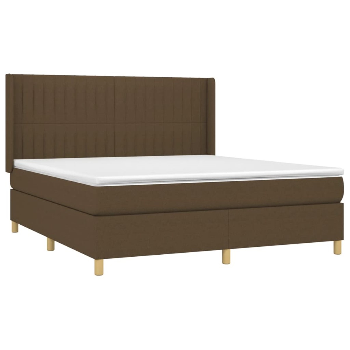 vidaXL Κρεβάτι Boxspring με Στρώμα & LED Σκ.Καφέ 180x200εκ. Υφασμάτινο