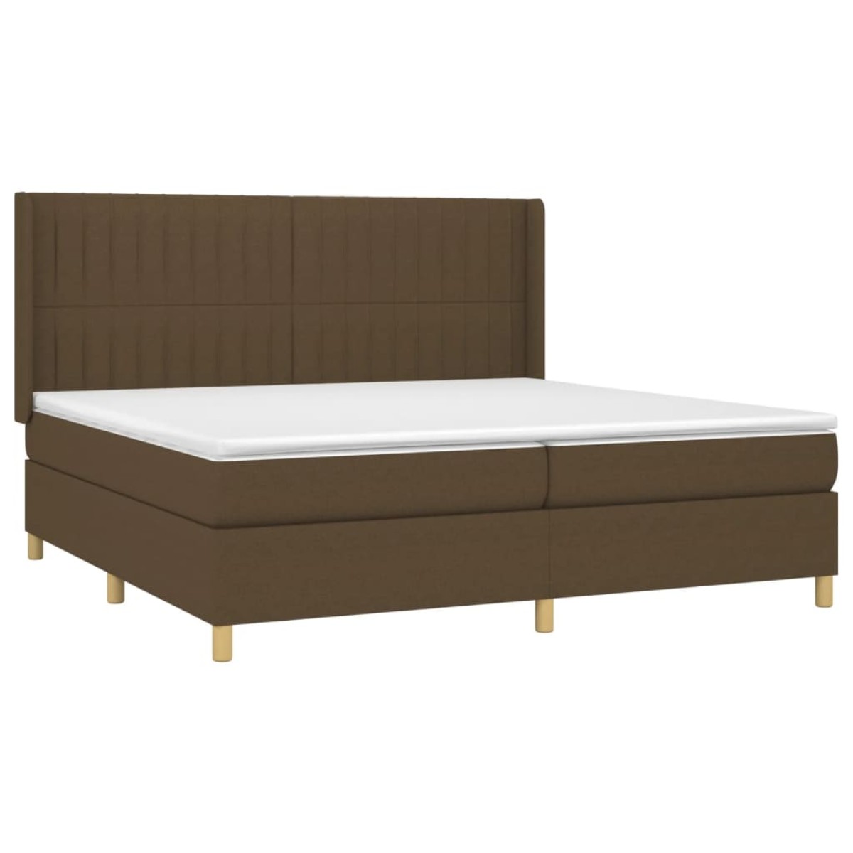 vidaXL Κρεβάτι Boxspring με Στρώμα & LED Σκ.Καφέ 200x200εκ. Υφασμάτινο