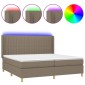 vidaXL Κρεβάτι Boxspring με Στρώμα & LED Taupe 200x200 εκ. Υφασμάτινο