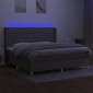 vidaXL Κρεβάτι Boxspring με Στρώμα & LED Taupe 200x200 εκ. Υφασμάτινο